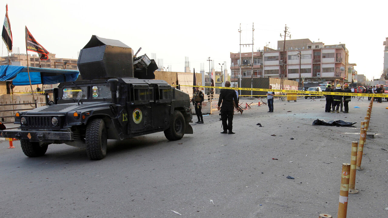 A military vehicle of Iraqi security forces is seen at the site of a suicide bomb attack in Kirkuk, Iraq November 5, 2017. REUTERS/Ako Rasheed - RC16C3294970