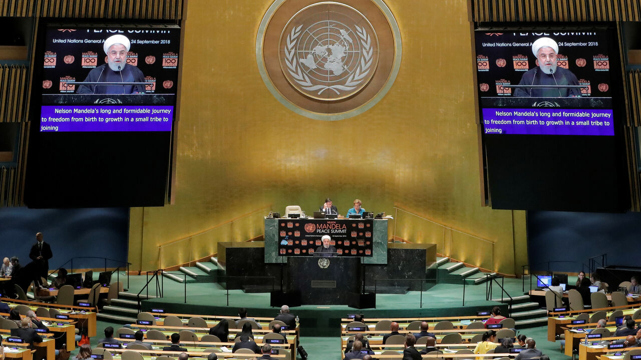Iranian President Hassan Rouhani speaks at the Nelson Mandela Peace Summit during the 73rd United Nations General Assembly in New York, U.S., September 24, 2018. REUTERS/Lucas Jackson - RC134355F0C0