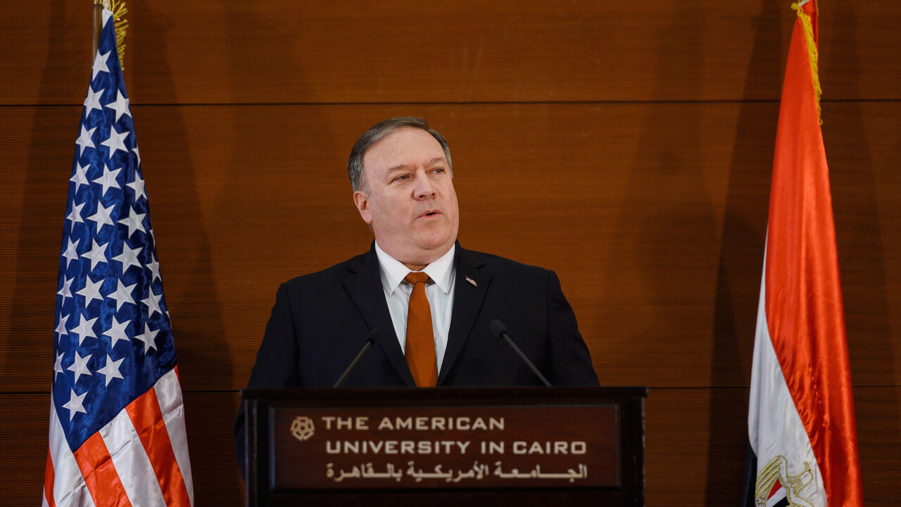 U.S. Secretary of State Mike Pompeo speaks to students at the American University in Cairo, Egypt, January 10, 2019. Andrew Caballero-Reynolds/Pool via REUTERS - RC15D1E44B00