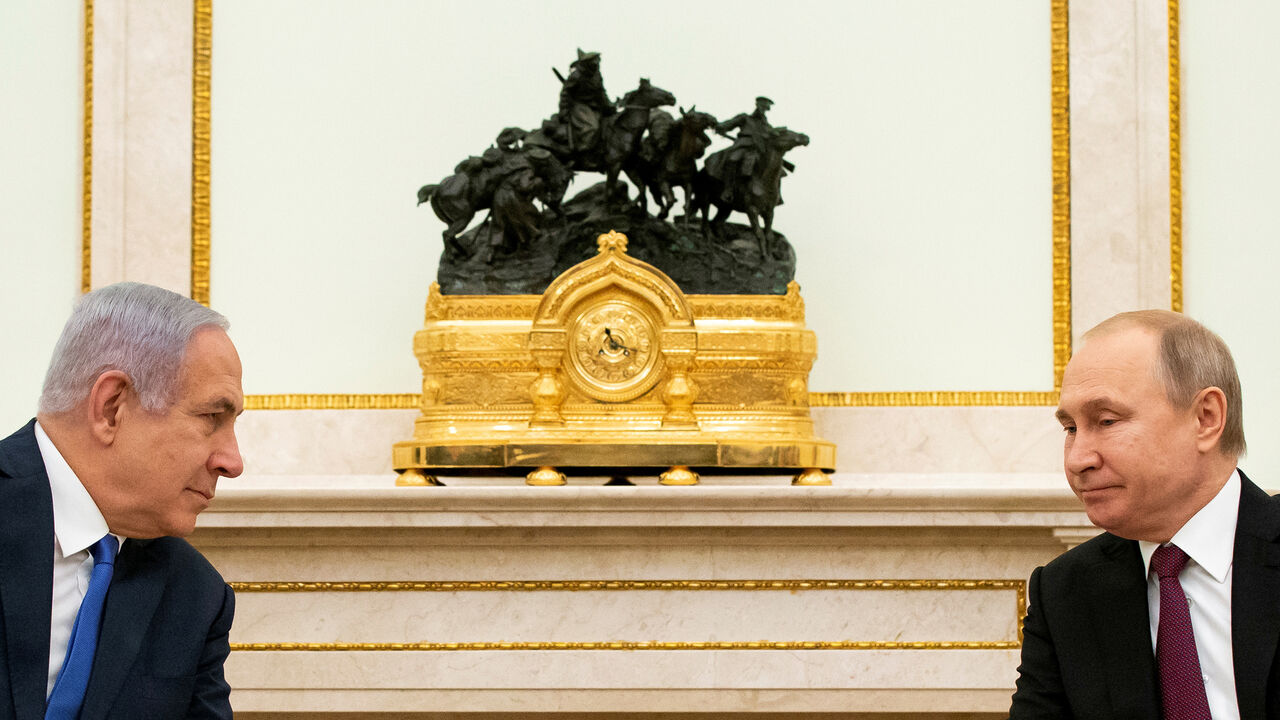 Russian President Vladimir Putin and Israeli Prime Minister Benjamin Netanyahu, talk to each other during their meeting in the Kremlin in Moscow, Russia, April 4, 2019. Alexander Zemlianichenko/Pool via REUTERS     TPX IMAGES OF THE DAY - RC197C470650