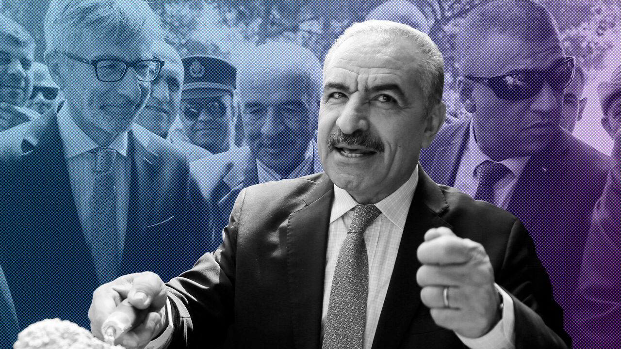 Palestinian Prime Minister Mohammad Shtayyeh gestures during a cornerstone-laying ceremony for a water and energy project in Tubas, in the Israeli-occupied West Bank June 20, 2019. REUTERS/Raneen Sawafta - RC1D444CDD70