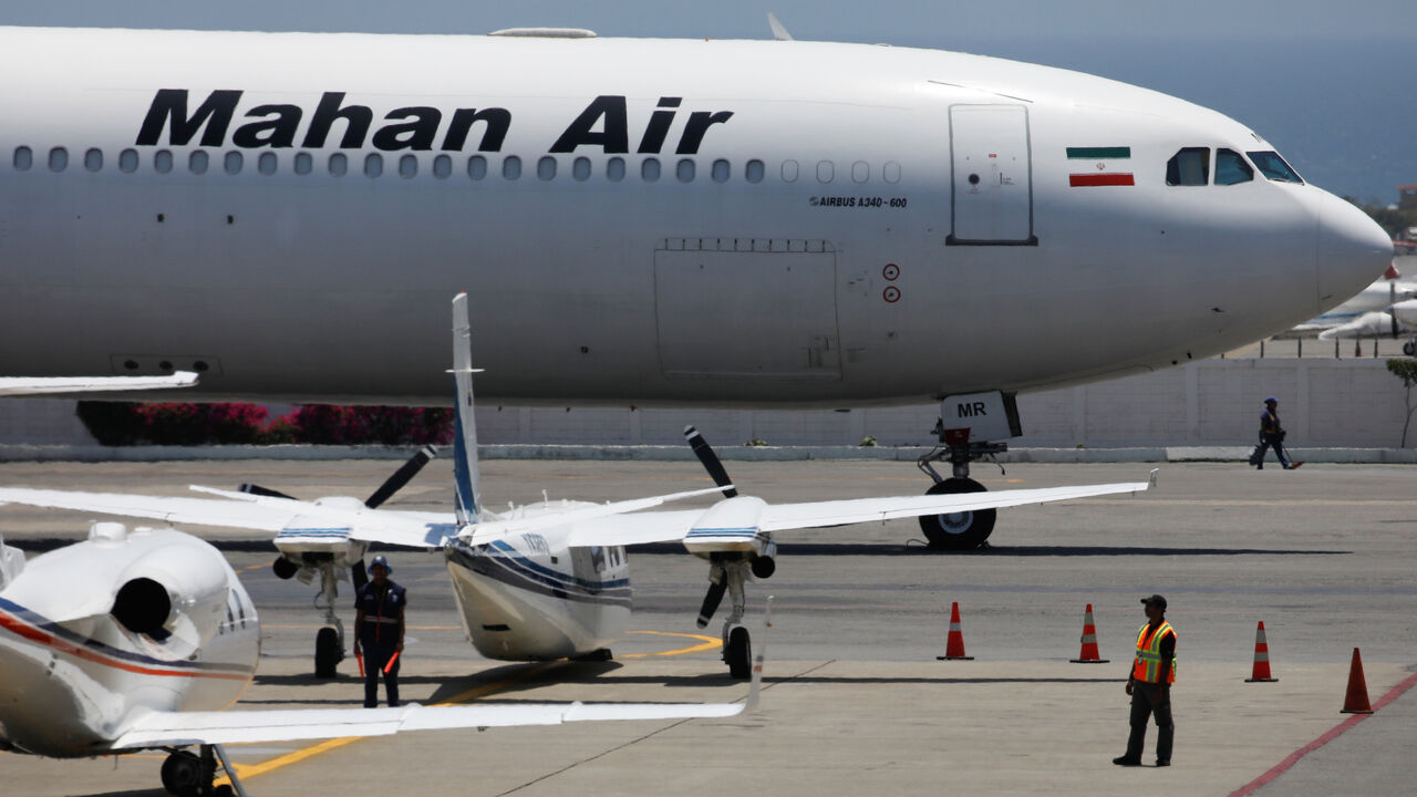 An Airbus A340-600 airplane of Mahan Air is seen at Simon Bolivar International Airport outside Caracas, Venezuela April 8, 2019. REUTERS/Carlos Garcia Rawlins - RC1E1A8BA0C0