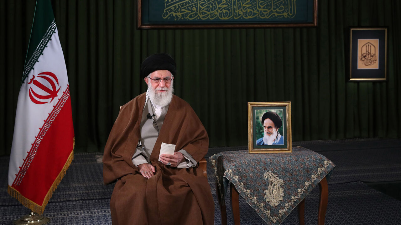 TEHRAN, IRAN - MARCH 20: (----EDITORIAL USE ONLY â MANDATORY CREDIT - "IRANIAN SUPREME LEADER PRESS OFFICE / HANDOUT" - NO MARKETING NO ADVERTISING CAMPAIGNS - DISTRIBUTED AS A SERVICE TO CLIENTS----) Iranian Supreme Leader Ali Khamenei delivers his message for the Iranian New Year, or Nowruz in Tehran, Iran on March 20, 2020. (Photo by Iranian Supreme Leader Press Office / Handout/Anadolu Agency via Getty Images)