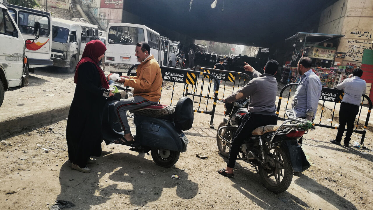 The Giza Governorate, Egypt announced the imposition of a quarantine on the village of Al-Moatamdia of the Kerdasa Center, starting on April 8 2020, based on instructions from the Ministry of Health, for a period of fourteen days, in order to ensure the safety of citizens, in light of the precautionary and preventive measures taken by the state to combat the outbreak of the Corona virus.  (Photo by Mohamed Mostafa/NurPhoto via Getty Images)