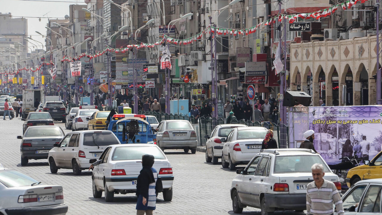 A picture taken on April 11, 2019 shows a partial view of a street in Ahvaz, the capital of Iran's southwestern province of Khuzestan. - Authorities ordered tens of thousands of residents of the southwestern Iranian city of Ahvaz to evacuate immediately on April 10 as floodwaters entered the capital of oil-rich Khuzestan province, state television reported. (Photo by ATTA KENARE / AFP)        (Photo credit should read ATTA KENARE/AFP via Getty Images)