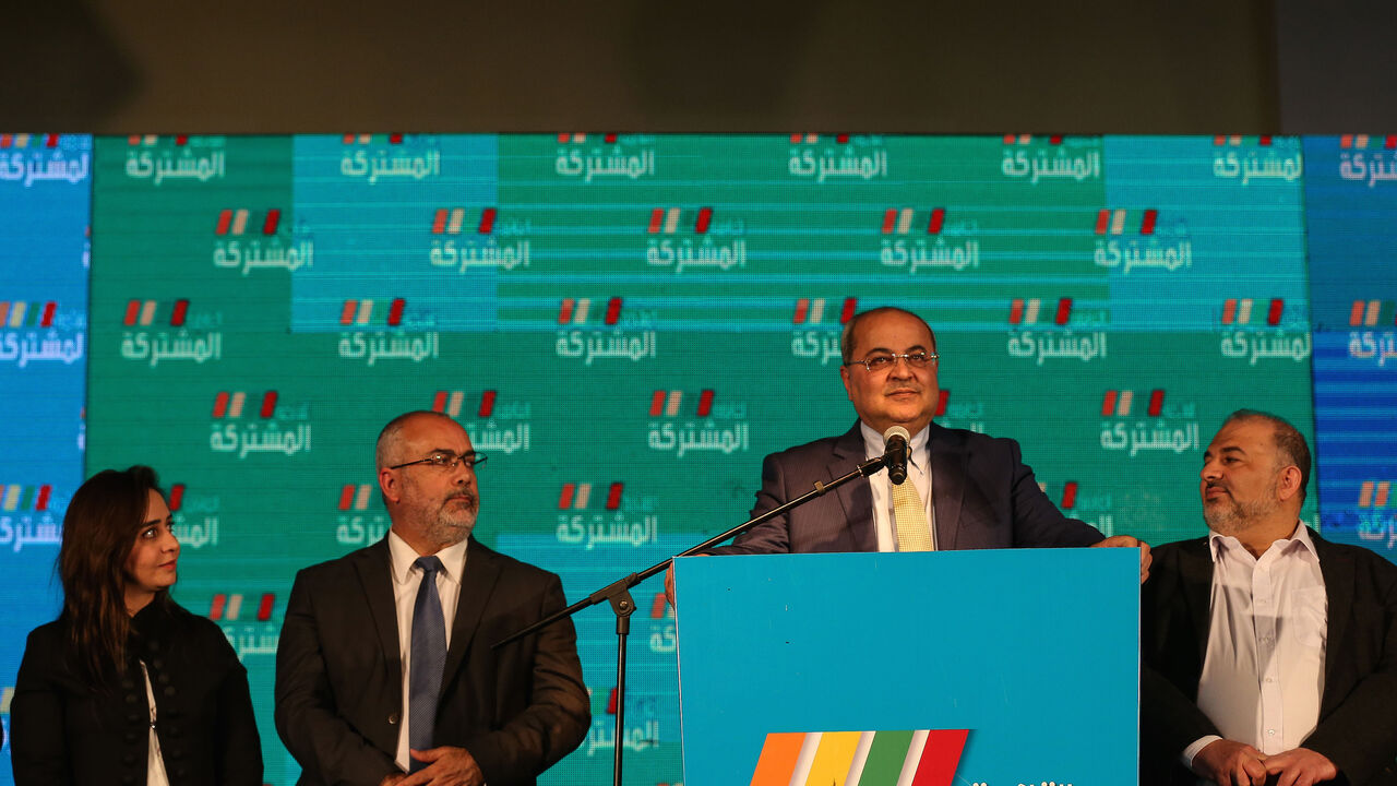 SHEFA AMR, ISRAEL - MARCH 3: Member of the Joint List, Ahmed Tibi speaks during a program in Israel's northern city of Shefa-Amr on March 2, 2020, after polls officially closed in Israeli general elections. (Photo by Mostafa Alkharouf/Anadolu Agency via Getty Images)