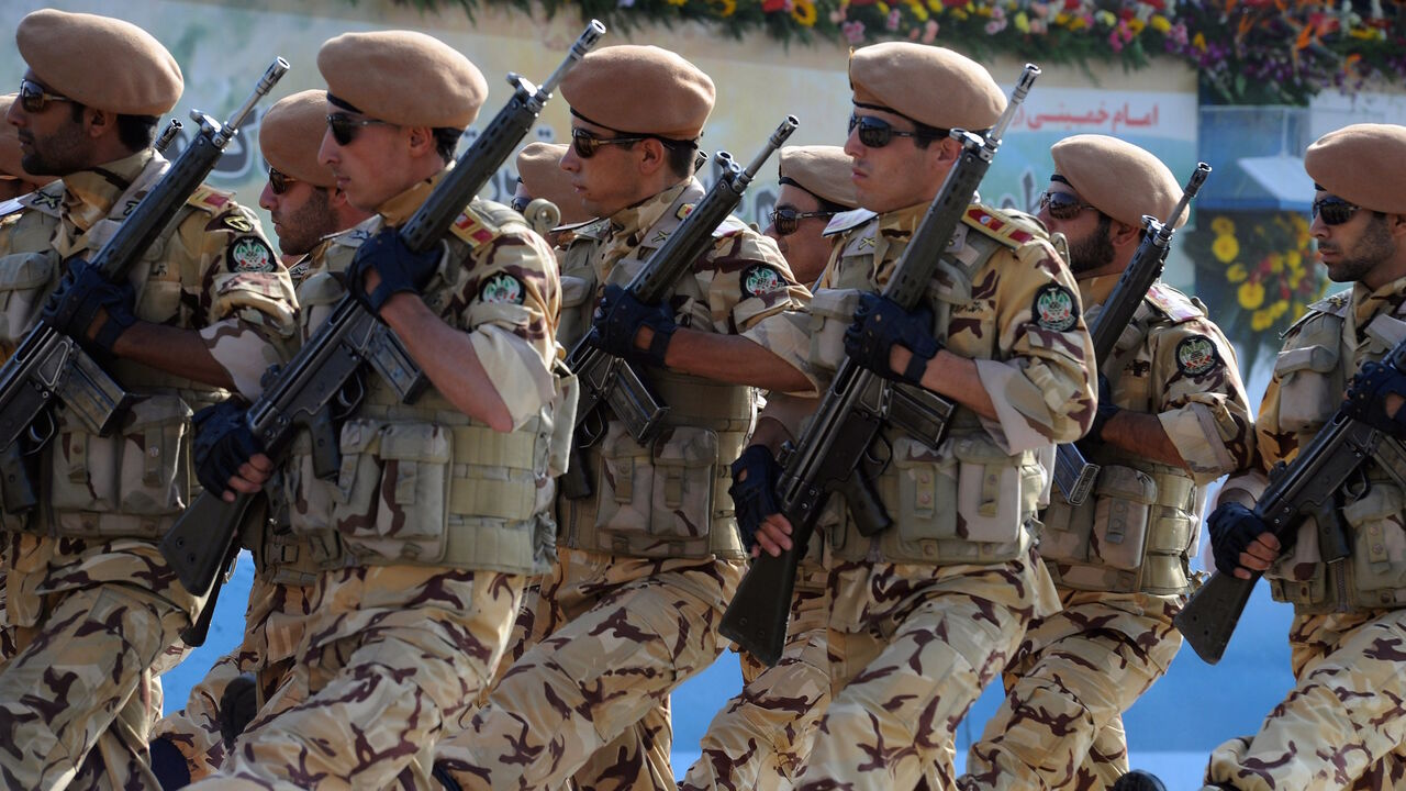 TEHRAN, IRAN - SEPTEMBER 22:  Iranian armed forces march during a parade commemorating the 31st anniversary of Iran-Iraq war on September 22, 2011 in Tehran, Iran. Iran is holding military parades in Tehran and other parts of the country on the first day of the Sacred Defence Week. Tehran's parade began to the north of Imam Khomeini's mausoleum providing the army, Islamic Revolution Guards Corps, Law Enforcement Force and Basij with an opportunity to display their state of military preparedness, in which ar