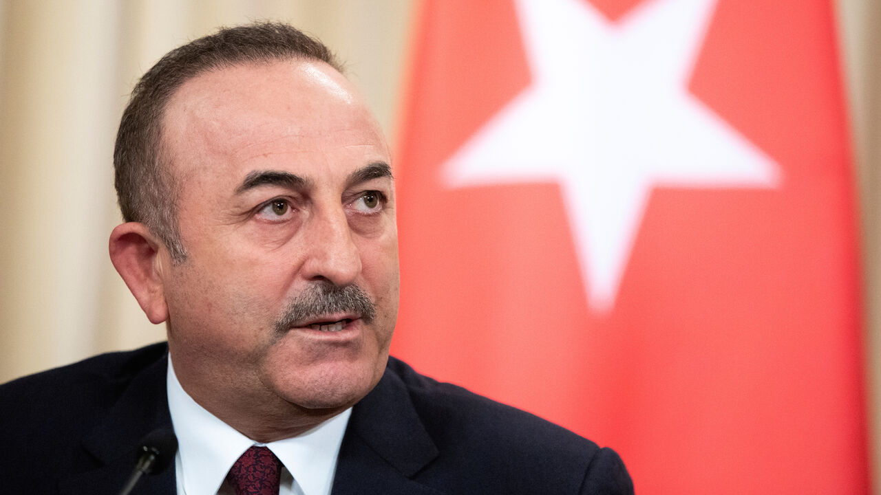 Turkish Foreign Minister Mevlut Cavusoglu speaks during a joint news conference following talks with Russian Foreign Minister Sergei Lavrov in Moscow, Russia January 13, 2020. Pavel Golovkin/Pool via REUTERS - RC24FE9JQ0NF