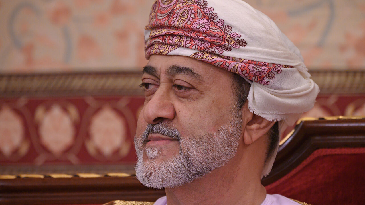 Oman's Sultan Haitham bin Tariq meets with U.S. Secretary of State?Mike?Pompeo (not pictured) at al-Alam palace in Muscat, Oman February 21, 2020. Andrew Caballero-Reynolds/Pool via REUTERS - RC235F94BGS6