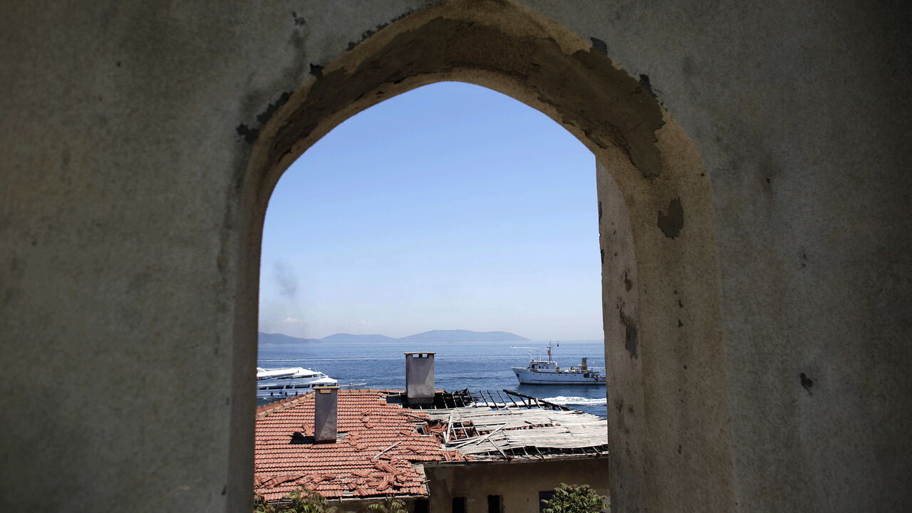 Abandoned military buildings are seen in the deserted Yassiada in Marmara sea off Istanbul, Turkey, May 14, 2015. Turkey's Prime Minister Ahmet Davutoglu inaugurated the "Democracy and Freedom Islands" complex in Yassiada, where the military tribunals sentenced then-prime minister Adnan Menderes along with two of his ministers to death after the May 27, 1960 coup. The complex is expected to be completed in a year and will include a democracy martyrs' monument, a democracy museum, a hotel, conference hall, c