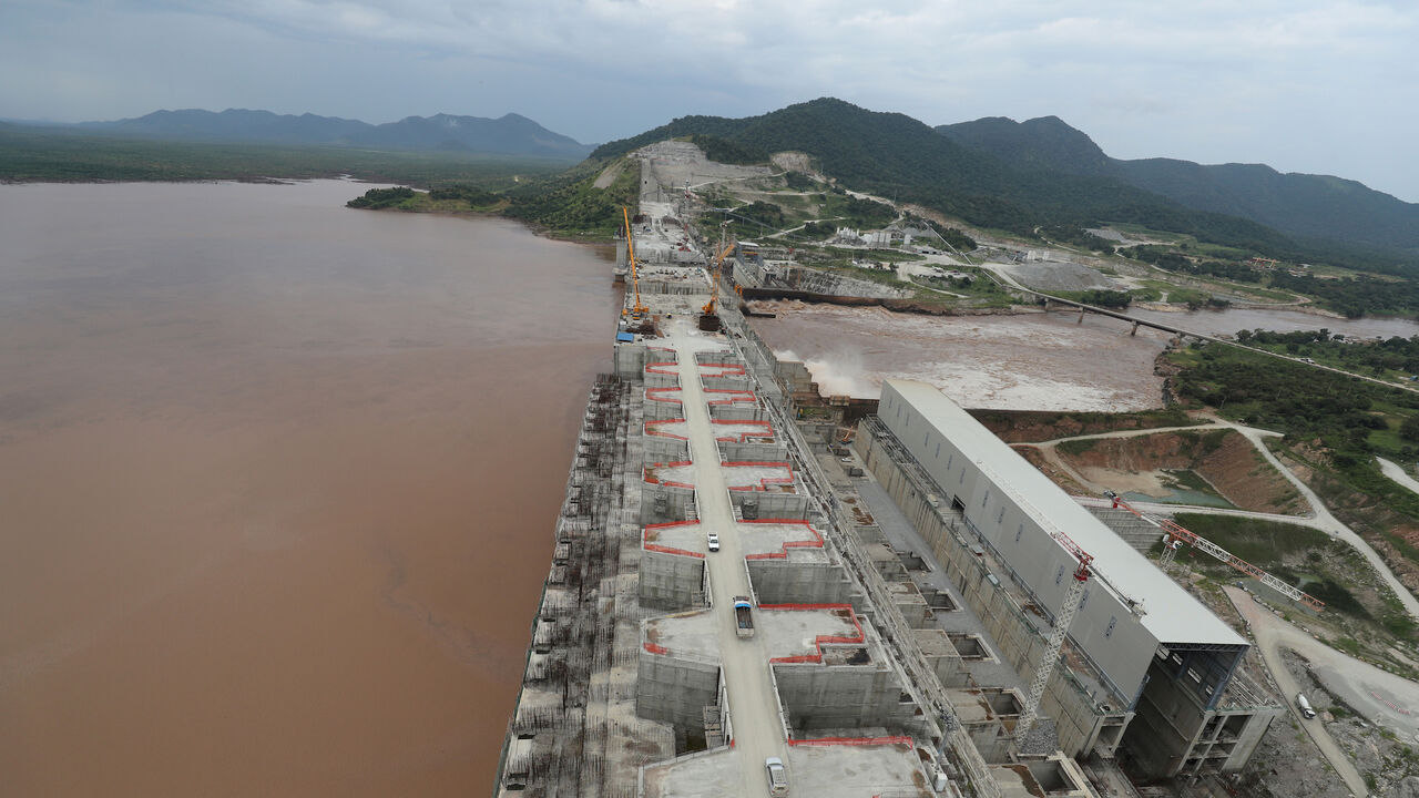 Ethiopia's Grand Renaissance Dam is seen as it undergoes construction work on the river Nile in Guba Woreda, Benishangul Gumuz Region, Ethiopia September 26, 2019. Picture taken September 26, 2019. REUTERS/Tiksa Negeri - RC1BF04BBB80