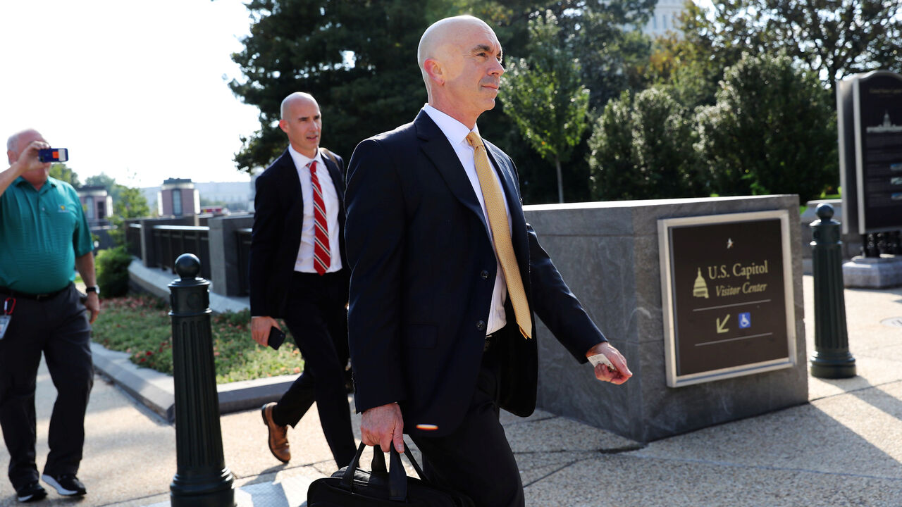 U.S. State Department Inspector General Steve Linick departs after briefing House and Senate Intelligence committees at the U.S. Capitol in Washington, U.S., October 2, 2019. REUTERS/Jonathan Ernst - RC18378F57D0
