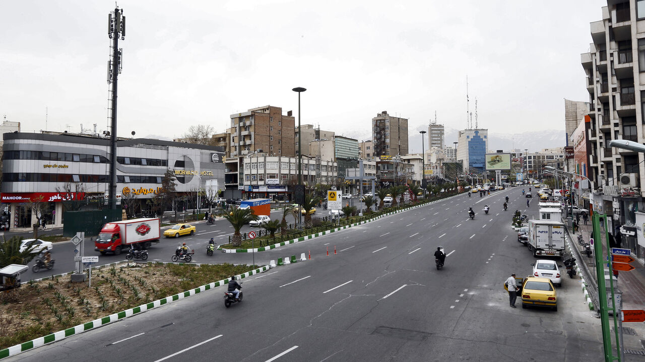 This picture taken on March 14, 2020 shows a general view of Hafte Tir square in Iran's capital Tehran. (Photo by STRINGER / AFP) (Photo by STRINGER/AFP via Getty Images)
