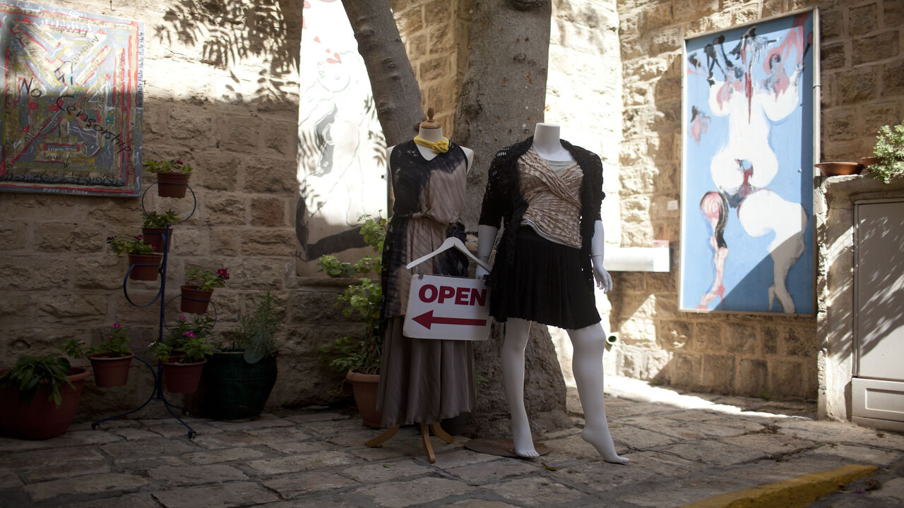 TEL AVIV, ISRAEL - OCTOBER 09:  (ISRAEL OUT)  Mannequins are seen at the entrance to a clothing store on October 09, 2013 in Jaffa, a suburb of Tel Aviv, Israel.  (Photo by Lior Mizrahi/Getty Images)