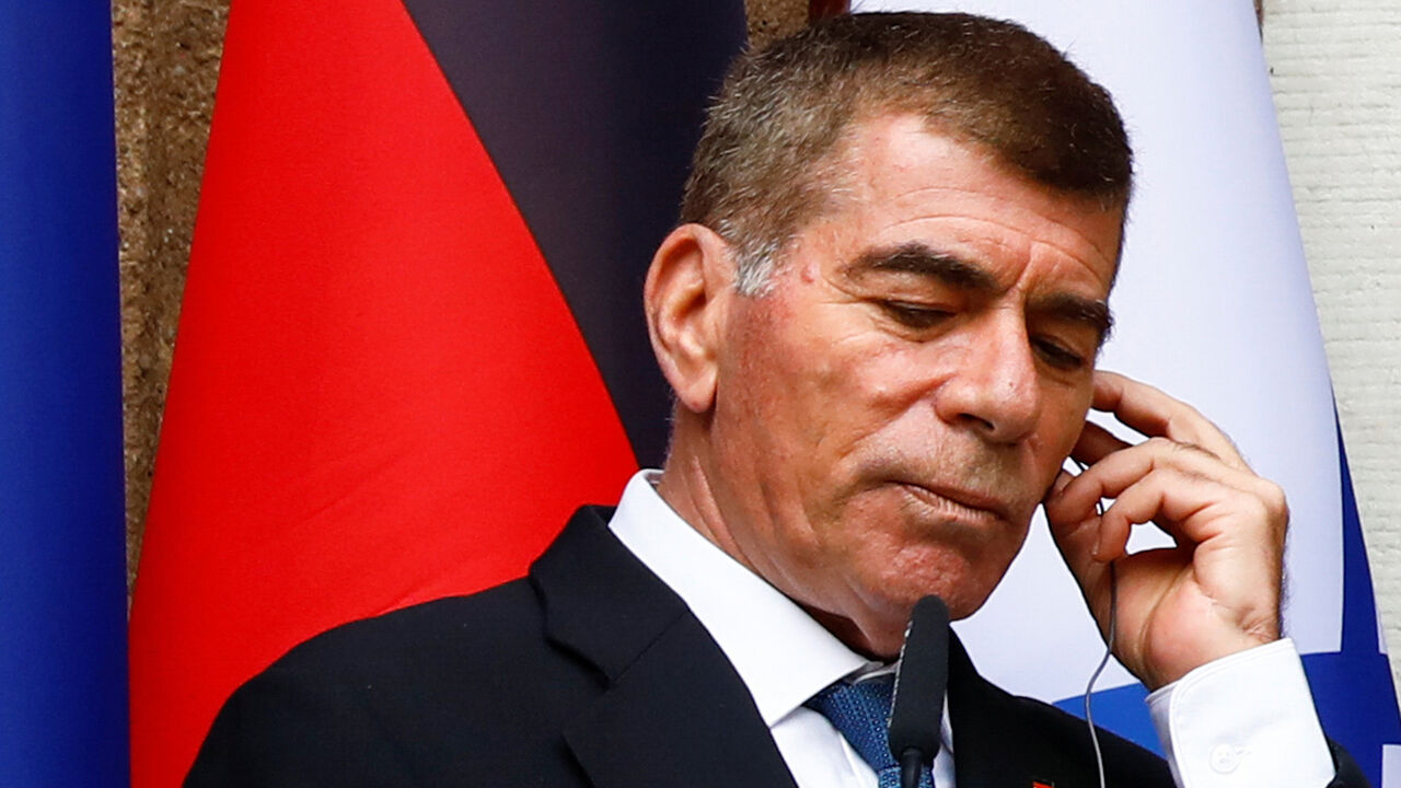 Israeli Foreign Minister Gabi Ashkenazi listens during a news conference with German Foreign Minister at the Wannsee lake in Berlin, Germany, August 27, 2020. (Photo by MICHELE TANTUSSI / POOL / AFP) (Photo by MICHELE TANTUSSI/POOL/AFP via Getty Images)