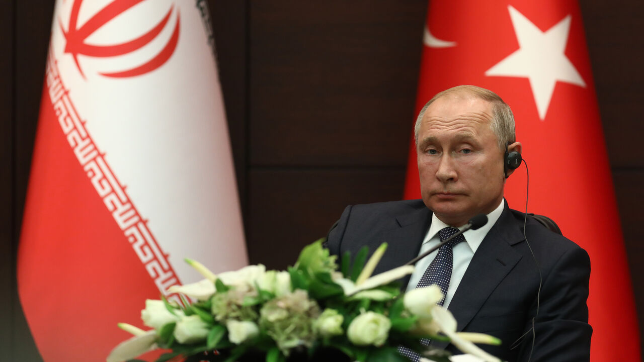 Russian President Vladimir Putin attends a press conference with Turkish President and Iranian President  after their summit in Ankara, on September 16, 2019. (Photo by Adem ALTAN / AFP)        (Photo credit should read ADEM ALTAN/AFP via Getty Images)