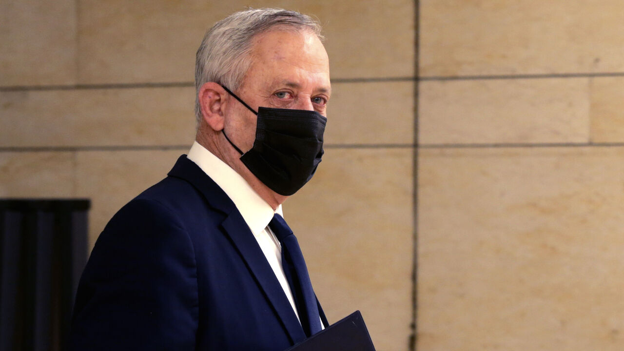 Israeli Defence Minister and alternate Prime Minister Benny Gantz arrives at the Knesset (Israeli Parliament) in Jerusalem on December 2, 2020. - Gantz said his party will vote for an opposition bill to dissolve parliament, a move that could force a fourth election in under two years. (Photo by Alex KOLOMIENSKY / POOL / AFP) (Photo by ALEX KOLOMIENSKY/POOL/AFP via Getty Images)