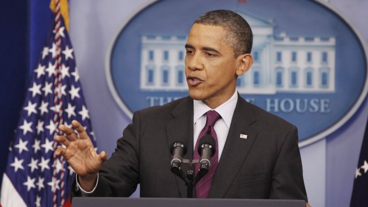 U.S. President Barack Obama holds a news conference from the White House Press Briefing Room in Washington, March 6, 2012.        REUTERS/Larry Downing (UNITED STATES  - Tags: POLITICS) - RTR2YXLG