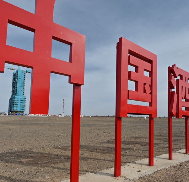 A platform for the satellite launcher is seen ahead of the Shenzhou-19 mission to the Tiangong space station at the Jiuquan Satellite Launch Center, in China's northwestern Gansu province, on Oct. 29, 2024.