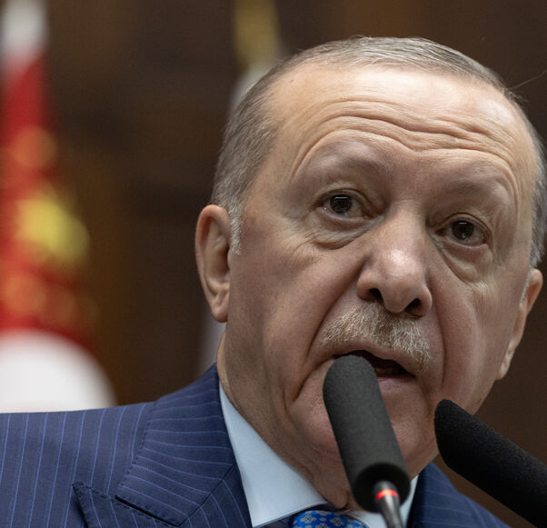 ANKARA, TURKEY - JANUARY 21: Turkey’s President Recep Tayyip Erdogan speaks to MPs at his party's group meeting in the Turkish parliament on January 21, 2026 in Ankara, Turkey. Turkish President Recep Tayyip Erdogan is among world leaders that have been invited by United States President Donald Trump, to join the Gaza Board of Peace, Turkish Foreign Minister Hakan Fidan was also included as an appointed member. (Photo by Serdar Ozsoy/Getty Images)