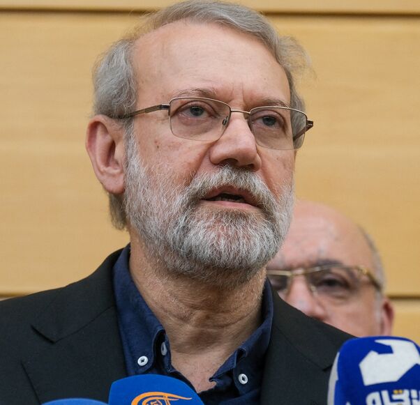 Ali Larijani, secretary of Iran's Supreme National Security Council, arrives in Beirut, Lebanon, on Sept. 27, 2025.