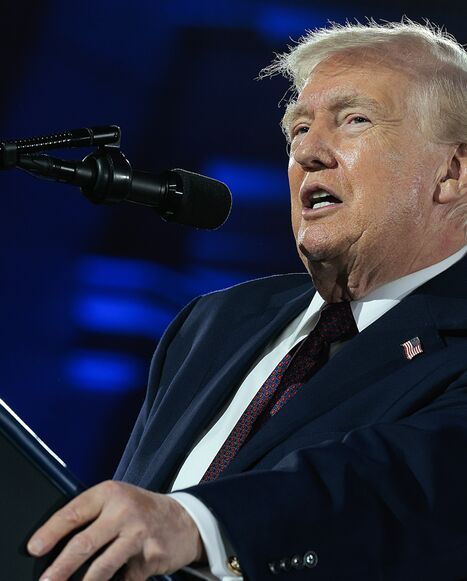 US President Donald Trump attends the National Republican Congressional Committee's annual fundraising dinner at Union Station on March 25, 2026, in Washington, DC.