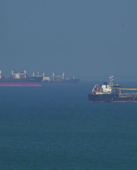 The Ateela 2 oil tanker boat navigates the sea on April 28, 2026, on Qeshm Island, Iran, in the Strait of Hormuz. 