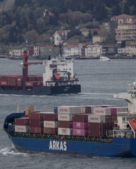 Ships navigate the Bosphorus Strait on May 02, 2026 in Istanbul, Turkey. Since the outbreak of the US-Israeli war against Iran, forcing the closure of the Strait of Hormuz and together with the ongoing Russia-Ukraine war, global shipping routes have been severely impacted. Soaring shipping costs, lengthening delivery times and less efficient routes have seen increased pressure on energy markets and supply chains worldwide. (Photo by Chris McGrath/Getty Images)