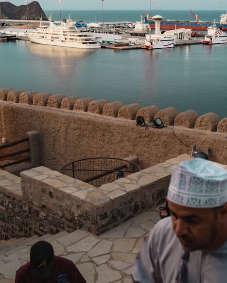 Oil tankers and high-speed crafts anchored near the Strait of Hormuz, Muscat, Oman, March 30, 2026.