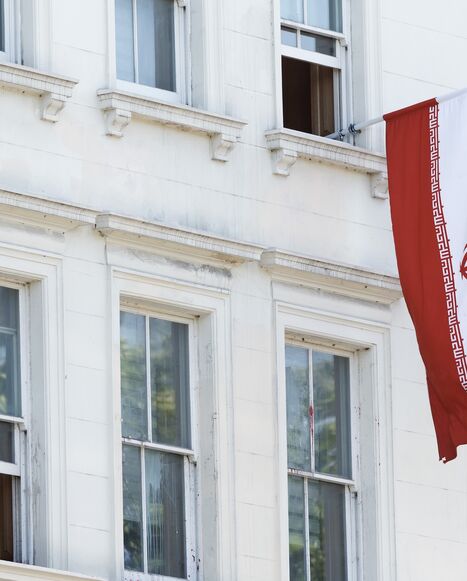 A general view of the Iranian Embassy on July 13, 2026, in London, England. 