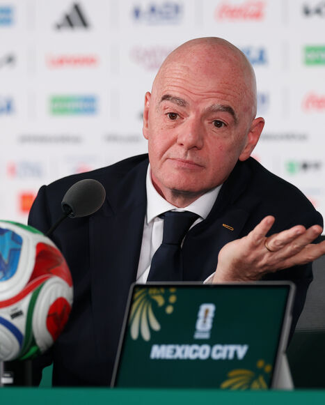Gianni Infantino, President of FIFA, speaks to the media during a FIFA World Cup 2026 Opening Press Conference at Mexico City Stadium on June 10, 2026 in Mexico City, Mexico.  