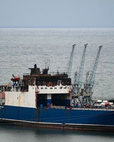 A cargo ship at the Port of Trabzon, Turkey