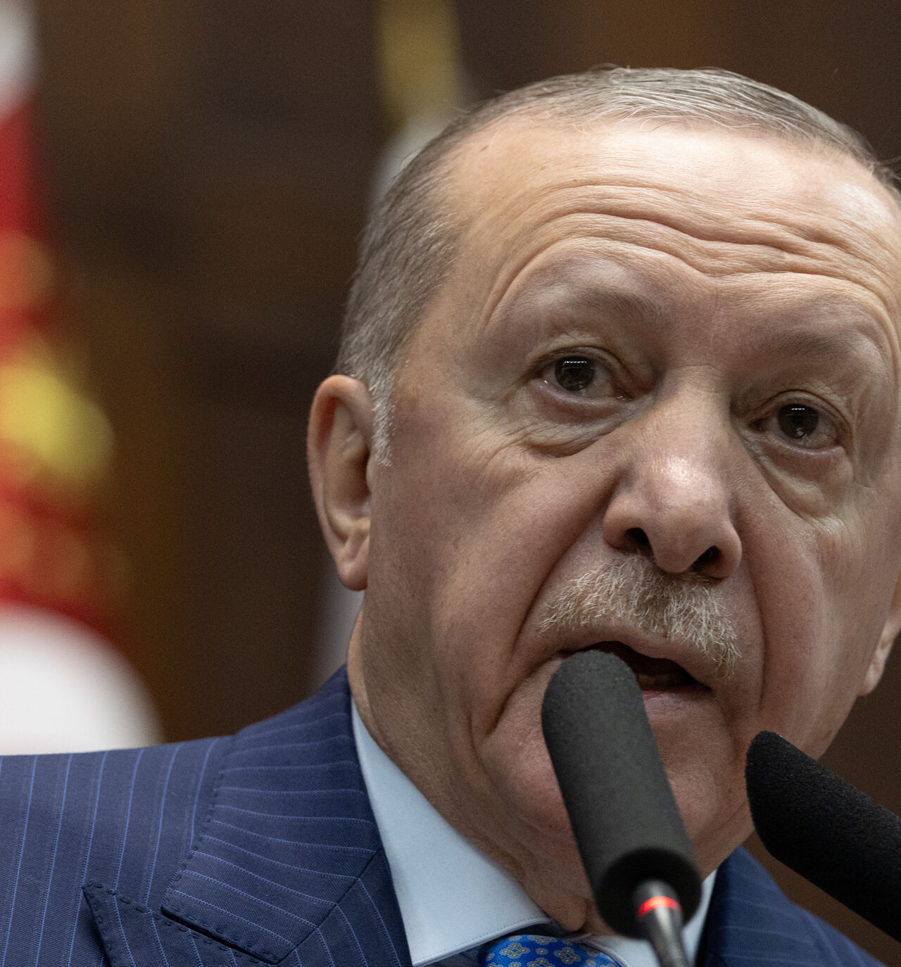 ANKARA, TURKEY - JANUARY 21: Turkey’s President Recep Tayyip Erdogan speaks to MPs at his party's group meeting in the Turkish parliament on January 21, 2026 in Ankara, Turkey. Turkish President Recep Tayyip Erdogan is among world leaders that have been invited by United States President Donald Trump, to join the Gaza Board of Peace, Turkish Foreign Minister Hakan Fidan was also included as an appointed member. (Photo by Serdar Ozsoy/Getty Images)