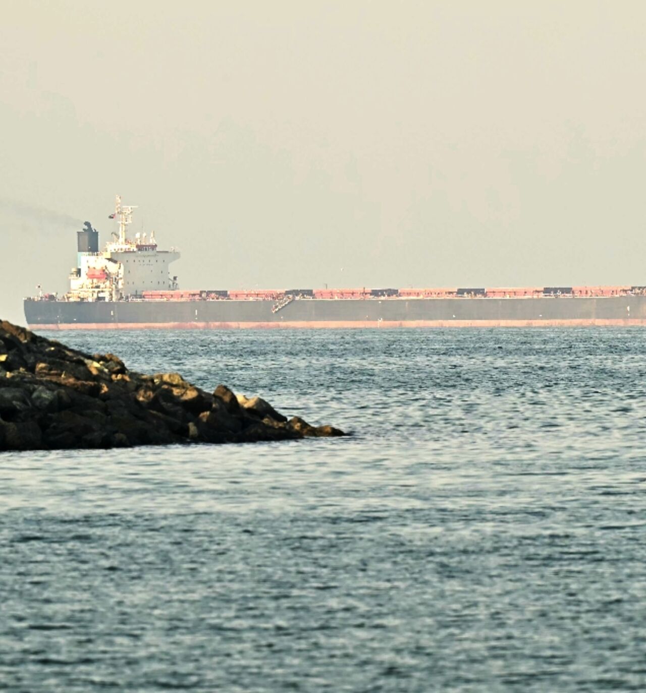 A tanker in the Strait of Hormuz, a key shipping lane for oil