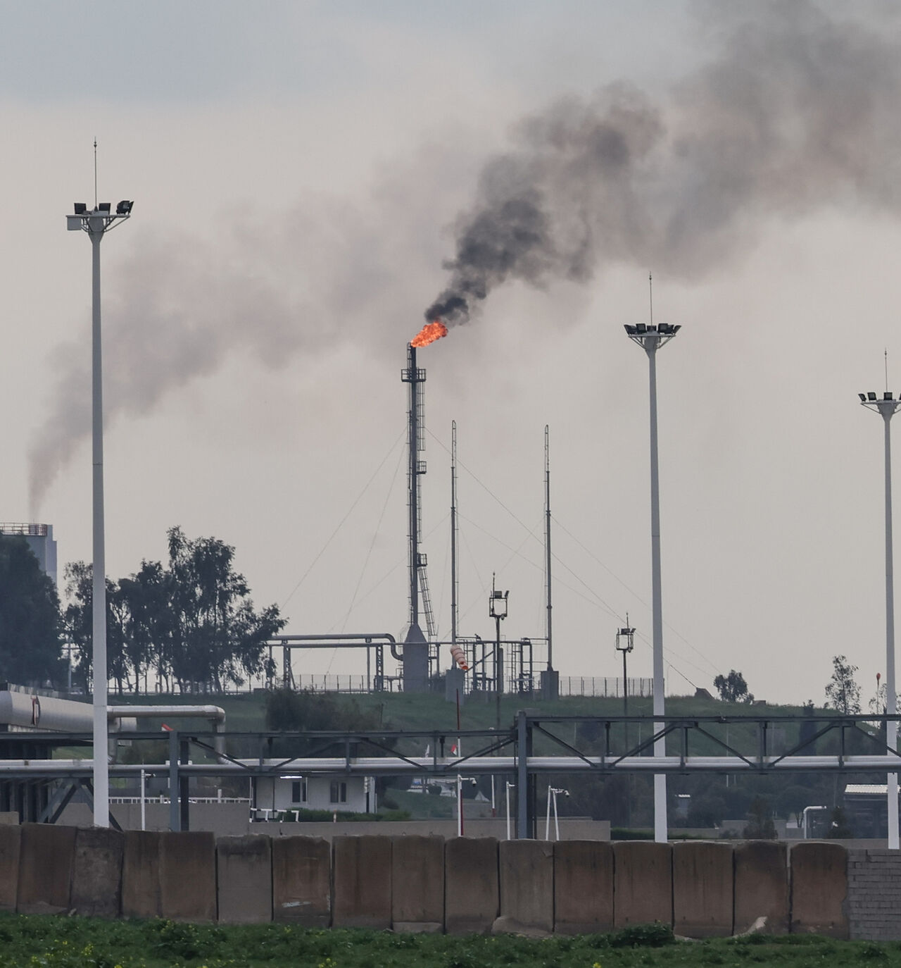 A view of the oil refinery on March 17, 2026 in Erbil, Iraq.