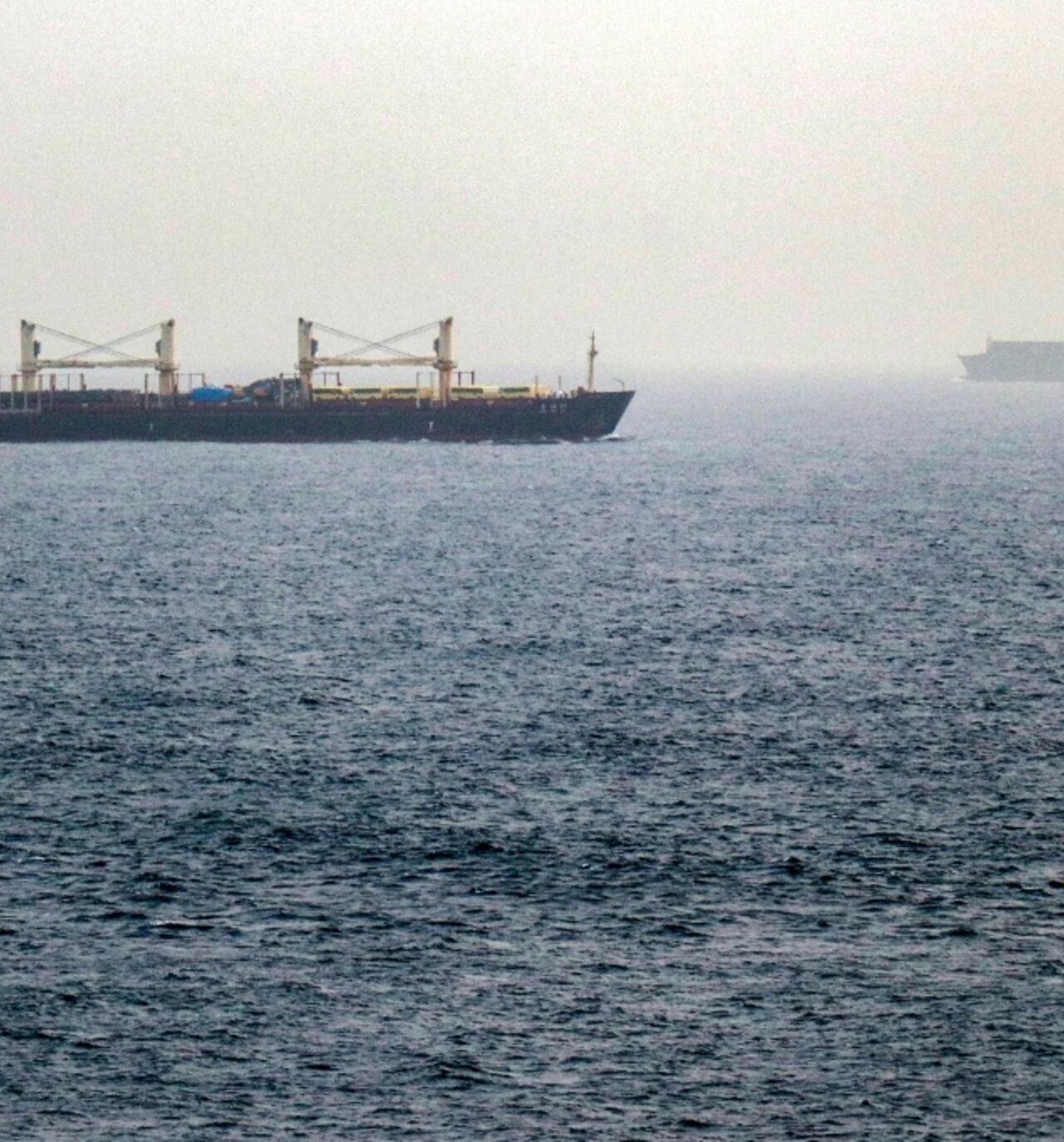 Vessels transit the Bab el-Mandeb Strait off the coast of southern Yemen on July 25, 2026