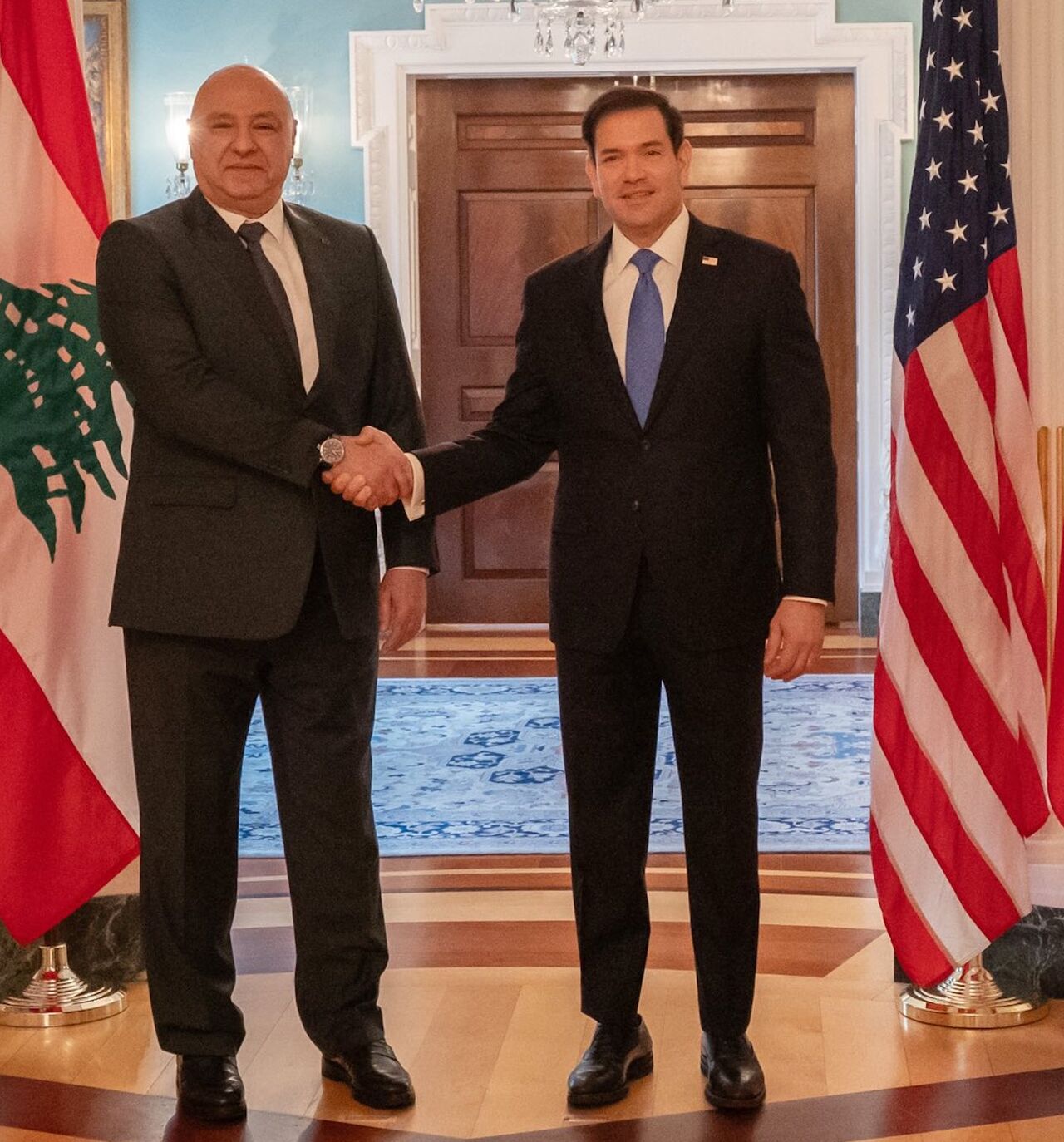 Lebanese President Joseph Aoun meets with Secretary of State Marco Rubio at the State Department in Washington, DC, July 19, 2026.