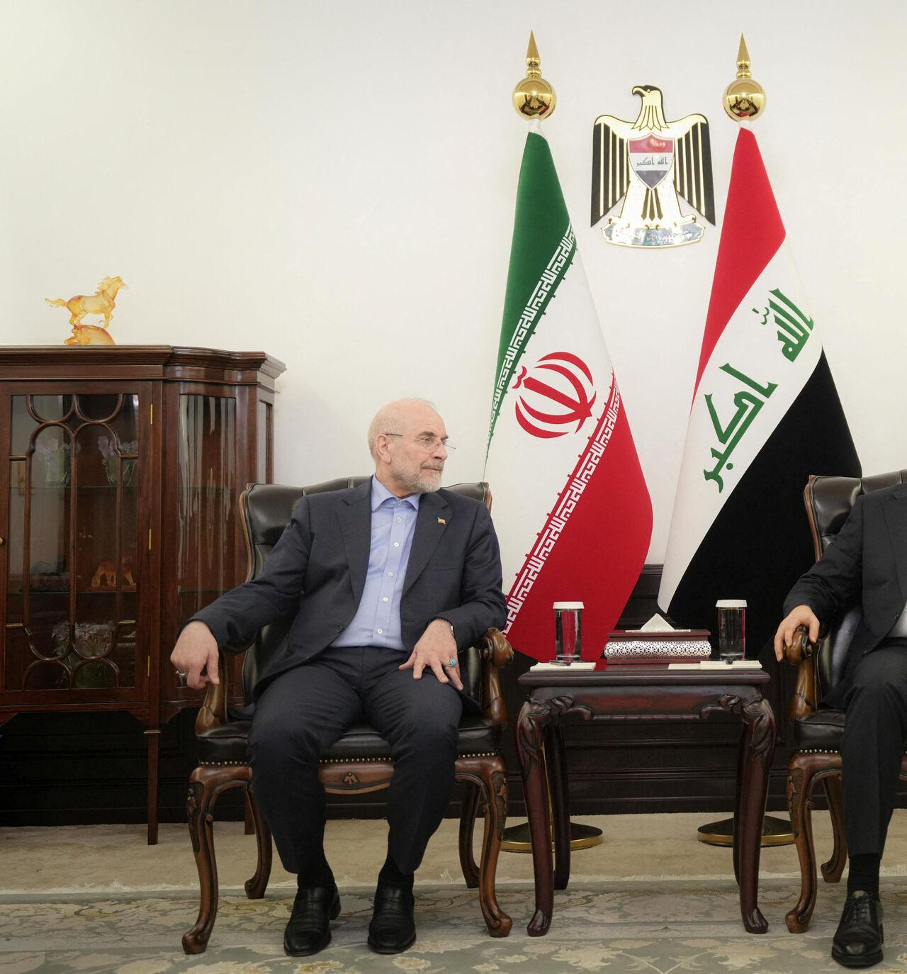 Iraqi Prime Minister Ali al-Zaidi meets with Iranian Parliament Speaker Mohammad Bagher Ghalibaf in Baghdad, Iraq, August 19, 2026. Iraqi Prime Minister's Media Office/Handout via REUTERS THIS IMAGE HAS BEEN SUPPLIED BY A THIRD PARTY.