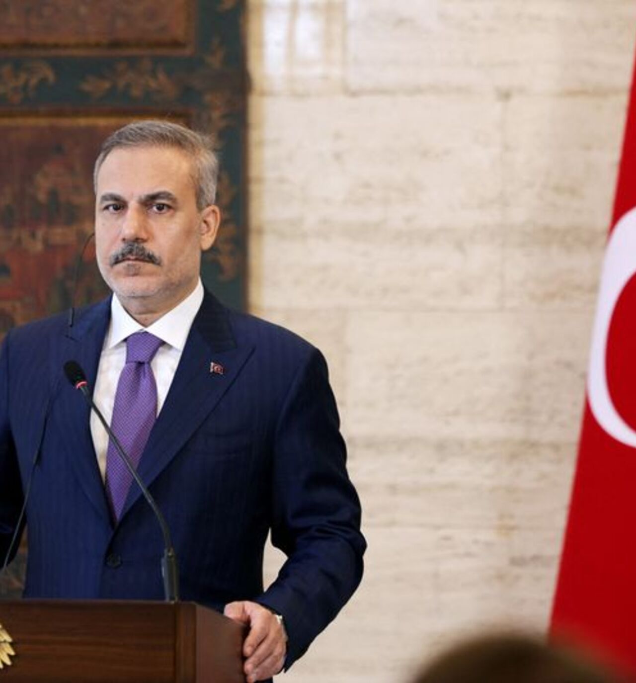 Syrian FM al-Shaibani holds a press conference with his Turkish counterpart Fidan in Damascus