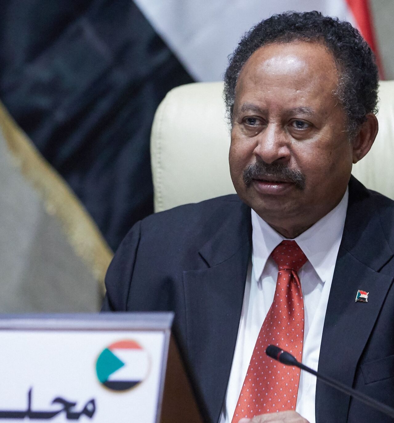 Sudan's Prime Minister Abdalla Hamdok chairs an emergency cabinet session in the capital, Khartoum, on Oct. 18, 2021.
