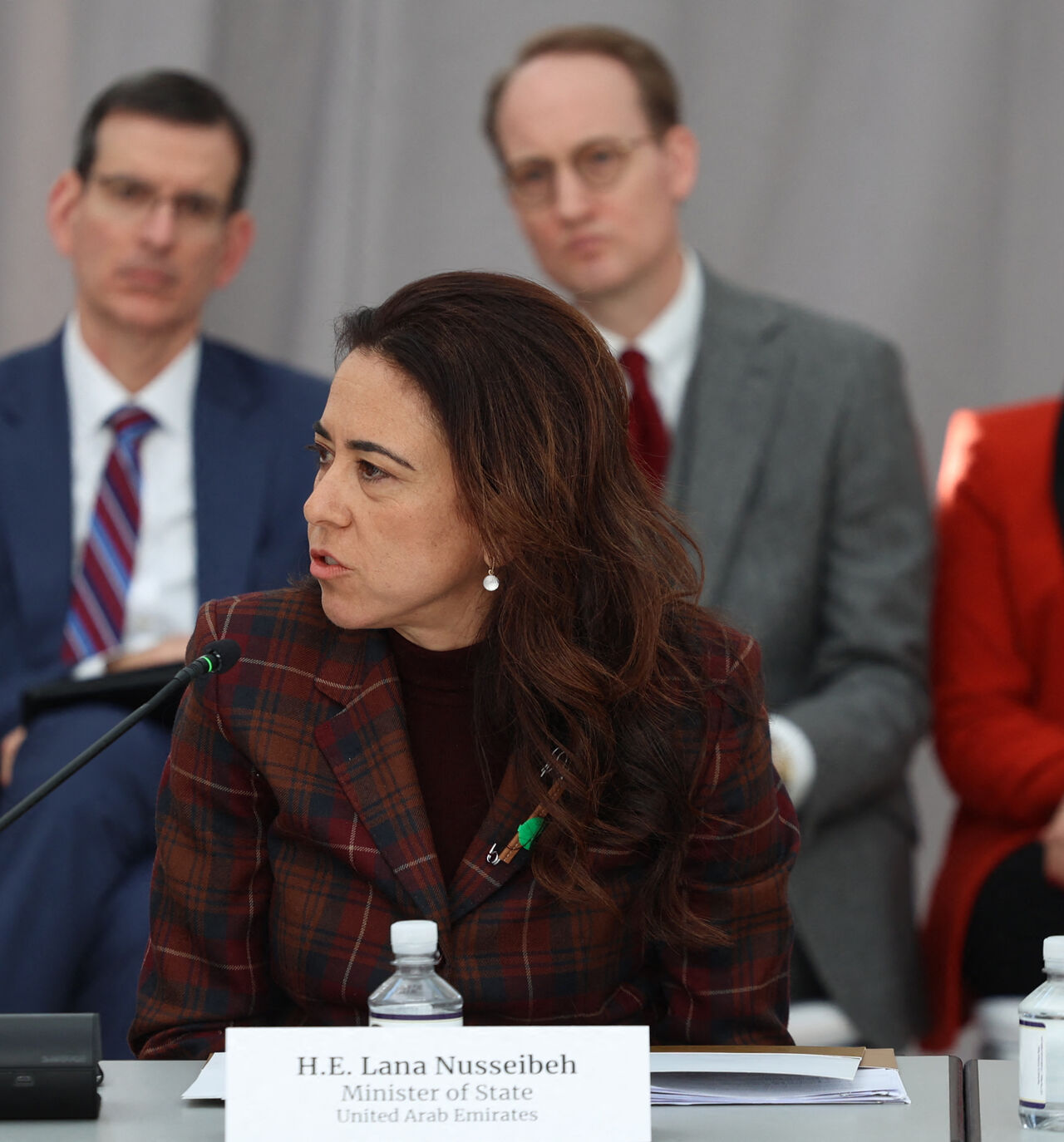Lana Nusseibeh, Ambassador and Permanent Representative of the United Arab Emirates to the United Nations, speaks at a Sudan Humanitarian Fund event at the Institute of Peace in Washington, DC, on February 3, 2026. (Photo by Alex WROBLEWSKI / AFP via Getty Images)