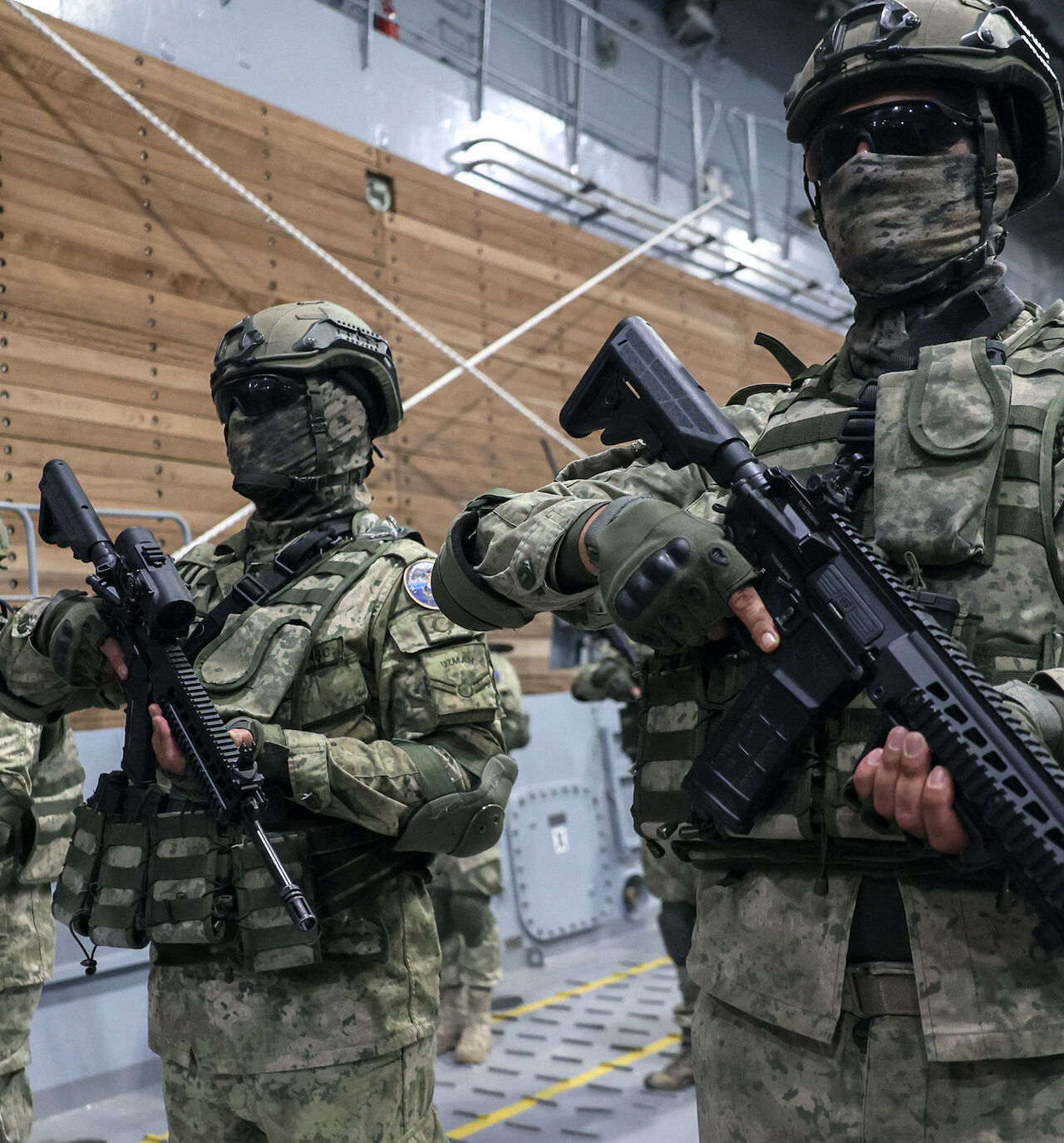 Turkish Navy infantry soldiers take part in the Denizkurdu-I/2026 Exercise in the Eastern Mediterranean, off the coast of Aksaz, at Marmaris in Mugla, on Sept. 24, 2026. 