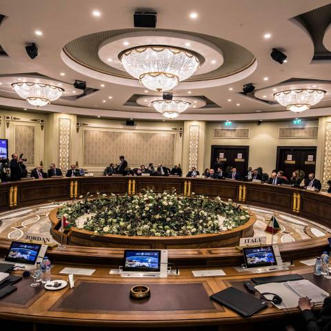 Delegations from Egypt, Israel, Cyprus, Italy, the Palestinian Authority, Jordan, France, the United States and Greece attend the East Mediterranean Gas Forum, Cairo, Egypt, Jan. 16, 2020.