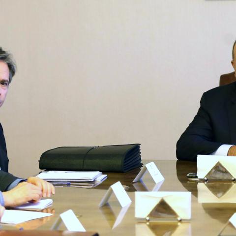Turkish Foreign Minister Mevlut Cavusoglu (R) attends a meeting with US Deputy Secretary of State Antony Blinken (2nd L), Ankara, Turkey, June 17, 2016.