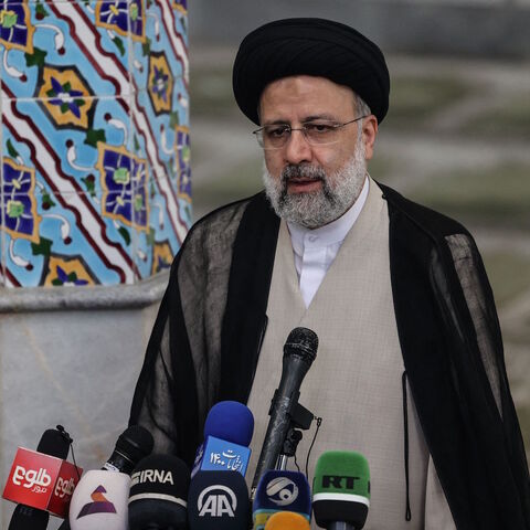 Iranian ultraconservative cleric and presidential candidate Ebrahim Raisi gives a news conference after voting in the presidential election, at a polling station in the capital Tehran, on June 18, 2021. 