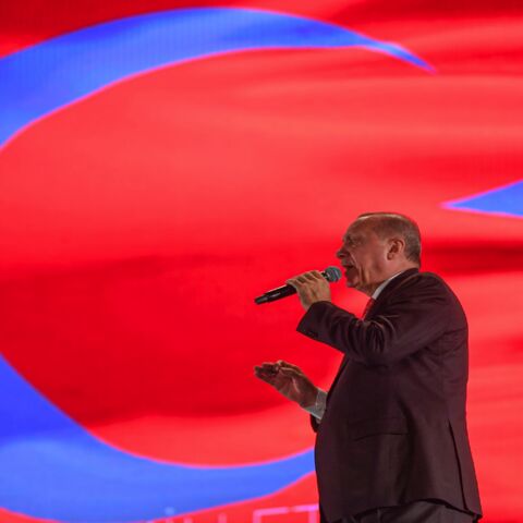 Turkish President Recep Tayyip Erdogan speaks during a rally at the Ataturk International Airport in Istanbul on July 15, 2019.