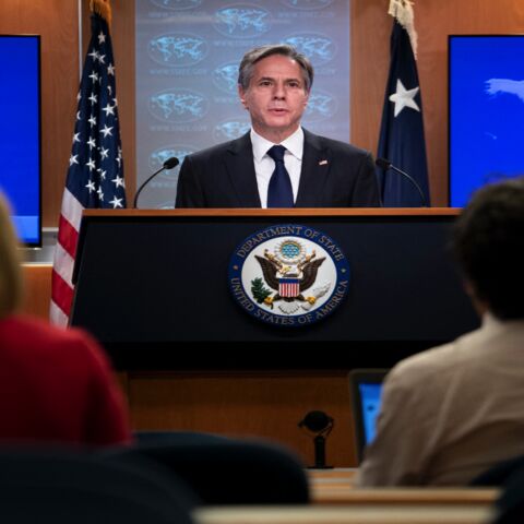 US Secretary of State Antony Blinken speaks about refugee programs for Afghans who aided the United States, during a briefing at the State Department on Aug. 2, 2021, in Washington, DC.