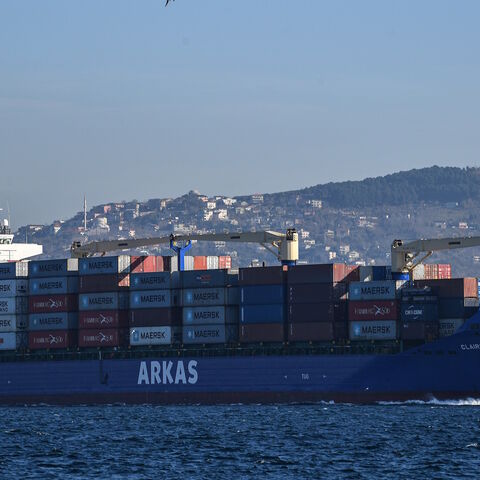 A container ship sails to marmara sea on Dec. 18, 2019 in Istanbul. 