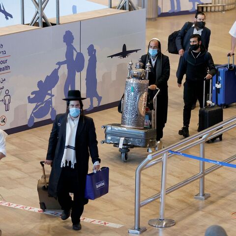 Orthodox pilgrims at airport