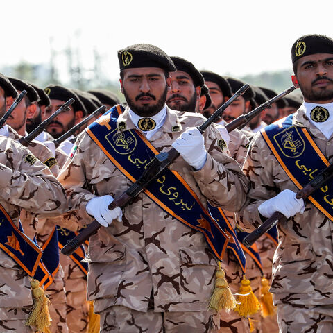 Members of Iran's Islamic Revolutionary Guard Corps march during the annual military parade marking the anniversary of the outbreak of the Iraq-Iran War, Tehran, Iran, Sept. 22, 2018.